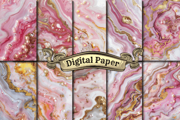 Download Pink and Gold Marble Digital Paper - Marble digital paper Collection