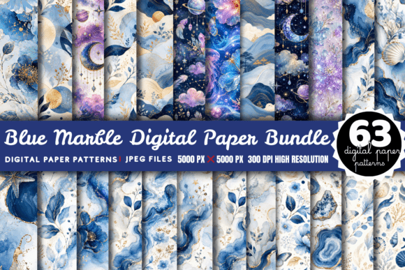 Download Blue Marble Digital Paper Bundle - Marble digital paper Collection