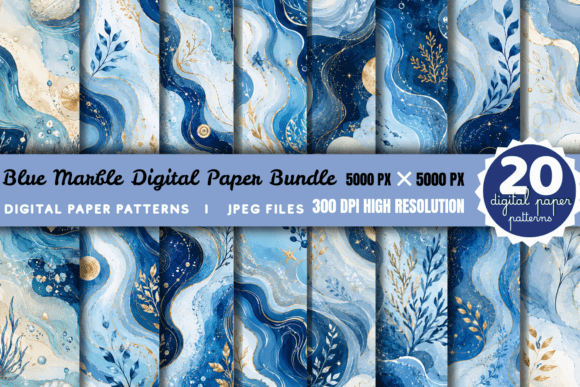 Download Blue Marble Digital Paper Bundle - Marble digital paper Collection