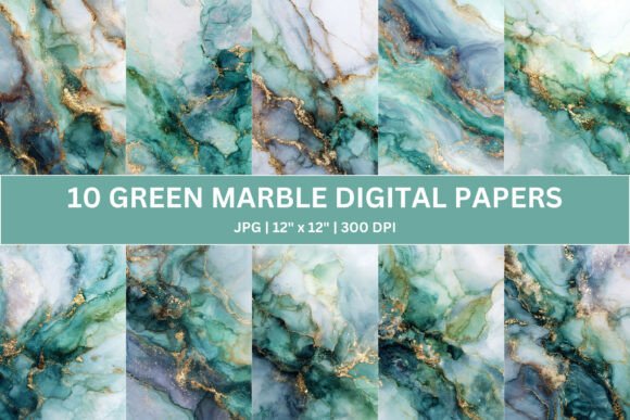 Download 10 Emerald Gold Marble Digital Paper - Marble digital paper Collection